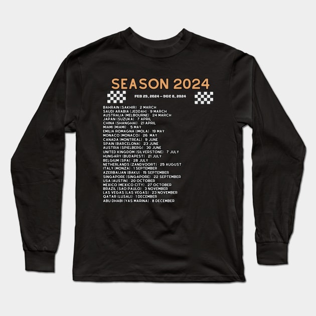 Formula 1 calendar 2024, season 2024 Long Sleeve T-Shirt by Pattyld